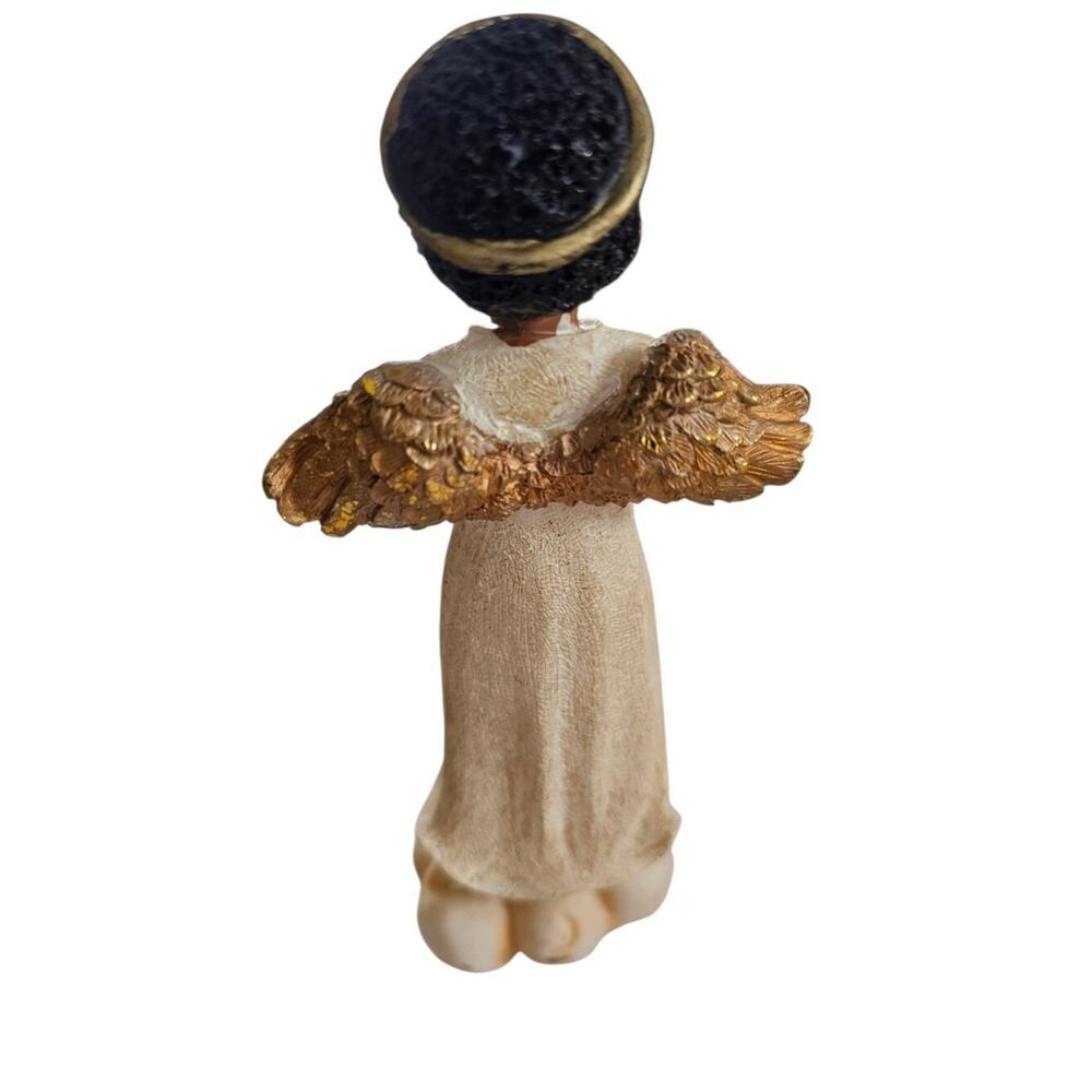 Vintage Set of 3 Cream and Gold Angel Figurines Up To 6 1/2" Tall - Picture 8 of 13